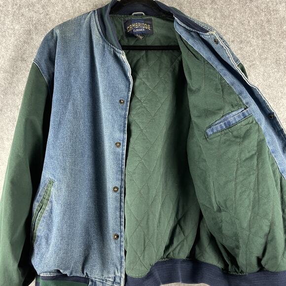 Vintage Cambridge Classics Bomber Varsity Jacket Mens XL Denim Quilted 90s Y2K - Picture 4 of 15